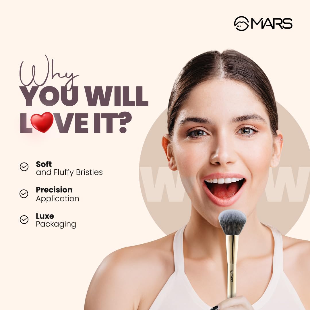 MARS Artist's Arsenal Professional Blush Brush | Feather Soft Bristle | Suitable for Powder, Cream & Liquid | Precise Synthet