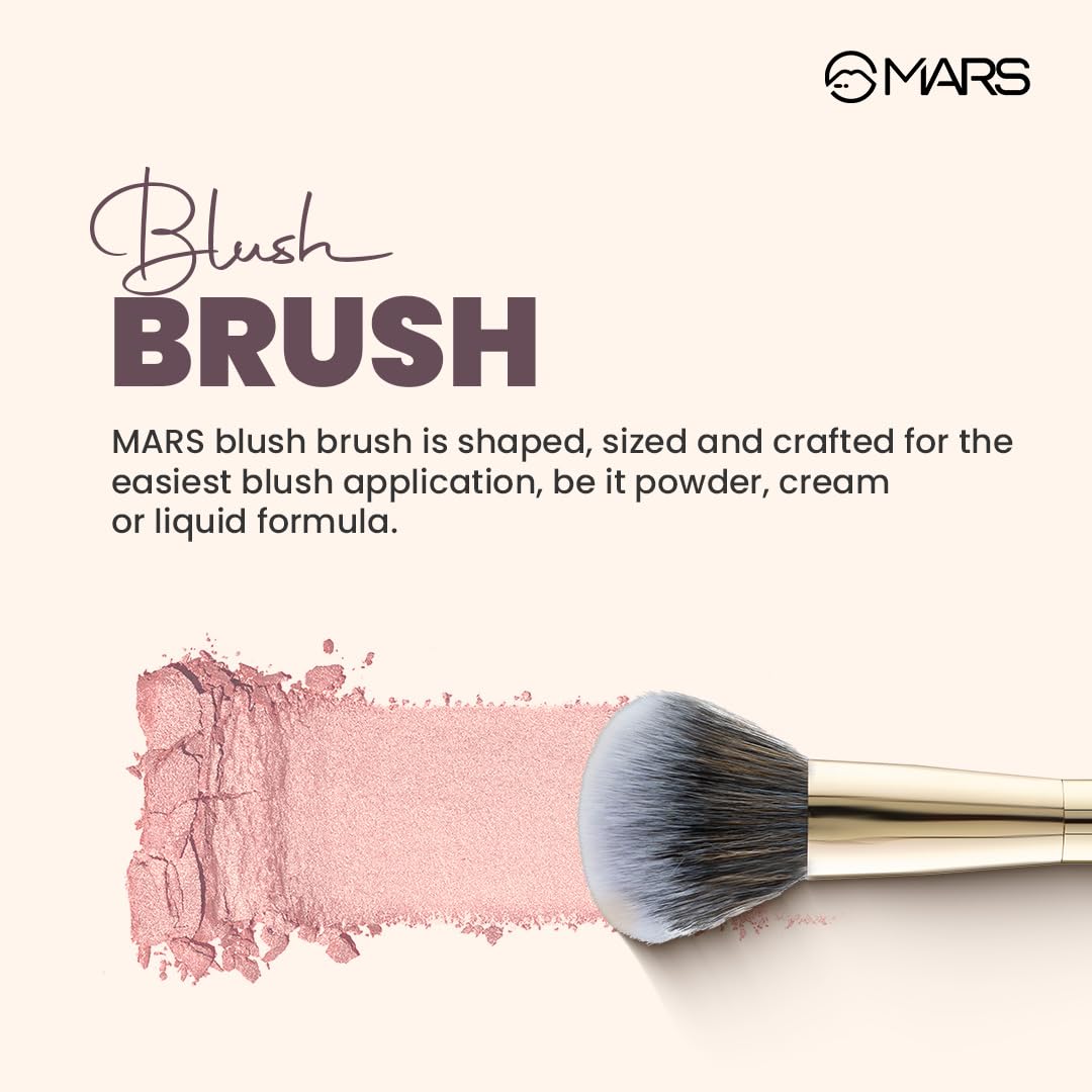 MARS Artist's Arsenal Professional Blush Brush | Feather Soft Bristle | Suitable for Powder, Cream & Liquid | Precise Synthet