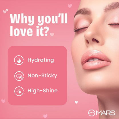 MARS Candylicious Sheer Lip Gloss for Women | Hydrating & High Shine | Lightweight | Non-Sticky | Enriched with Vitamin-E, Hy