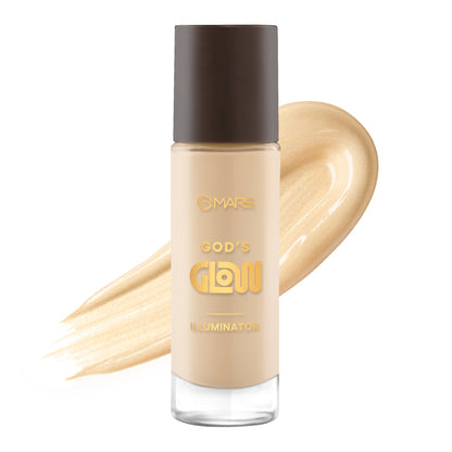 MARS God's Glow Illuminator Highlighter (30ml) (01-VANILLA) | Hyaluronic Acid, Green Tea & Rosemary Extract | Sheer Coverage 