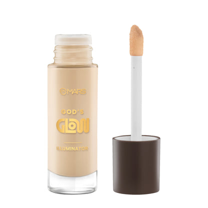 MARS God's Glow Illuminator Highlighter (30ml) (01-VANILLA) | Hyaluronic Acid, Green Tea & Rosemary Extract | Sheer Coverage 