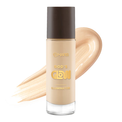 MARS God's Glow Illuminator Highlighter (30ml) (02-NATURAL) | Hyaluronic Acid, Green Tea & Rosemary Extract | Sheer Coverage 