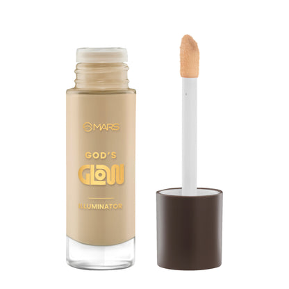 MARS God's Glow Illuminator Highlighter (30ml) (05-CARAMEL) | Hyaluronic Acid, Green Tea & Rosemary Extract | Sheer Coverage 