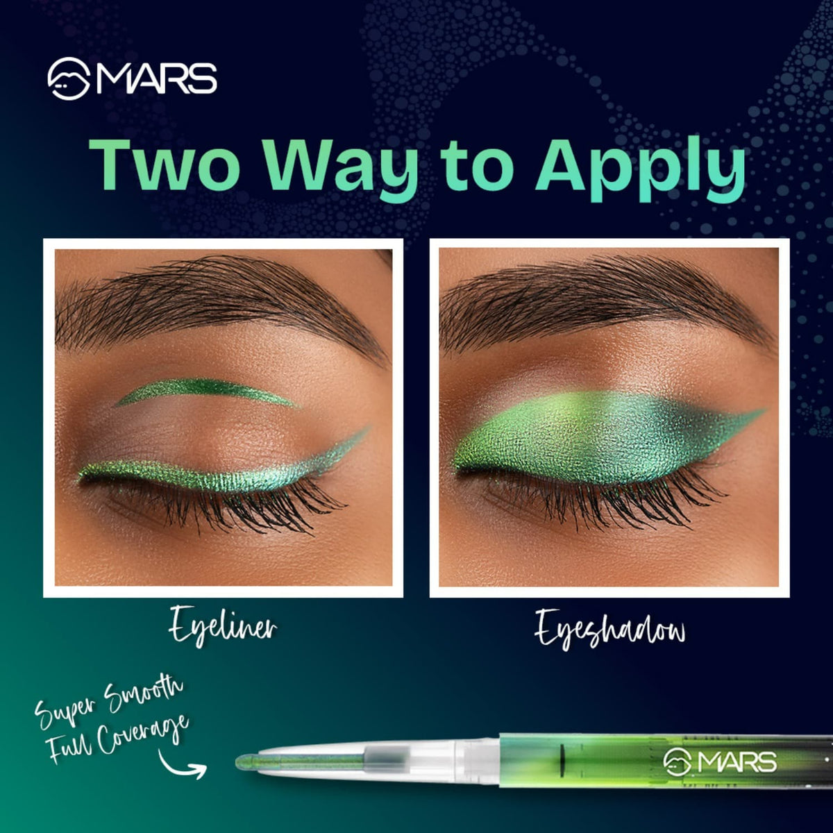 MARS Northern Lights In A Pen Retractable Eyeliner (0.35gm) (03-TUNDRA TEAL) | Duo-Chrome Shimmer Effect | Long-Lasting | Wat