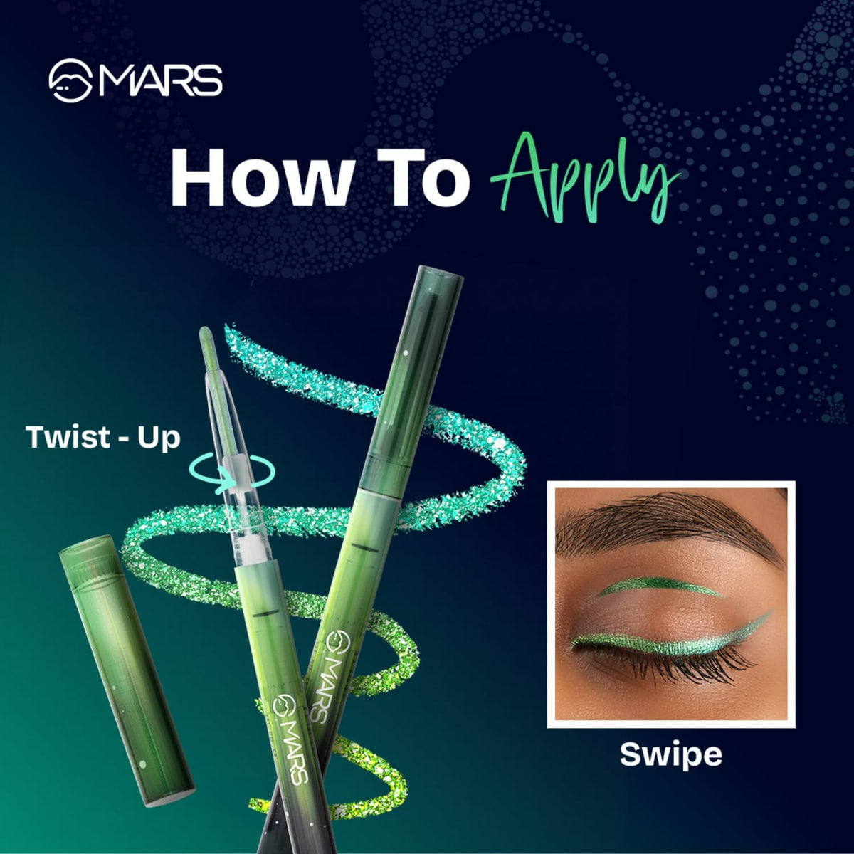 MARS Northern Lights In A Pen Retractable Eyeliner (0.35gm) (03-TUNDRA TEAL) | Duo-Chrome Shimmer Effect | Long-Lasting | Wat