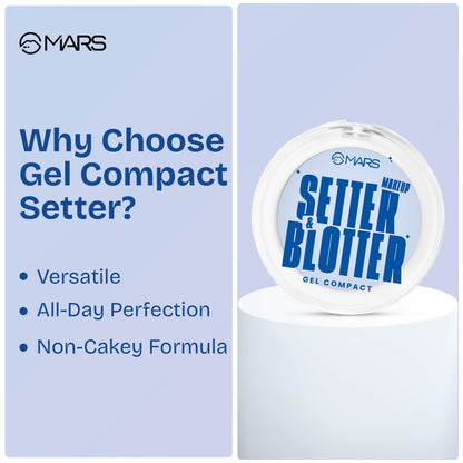 MARS Setter and Blotter Gel Compact for Poreless Effect ( 5gm) with Applicator | Oil Control | Mattifying Formula | Long-Last