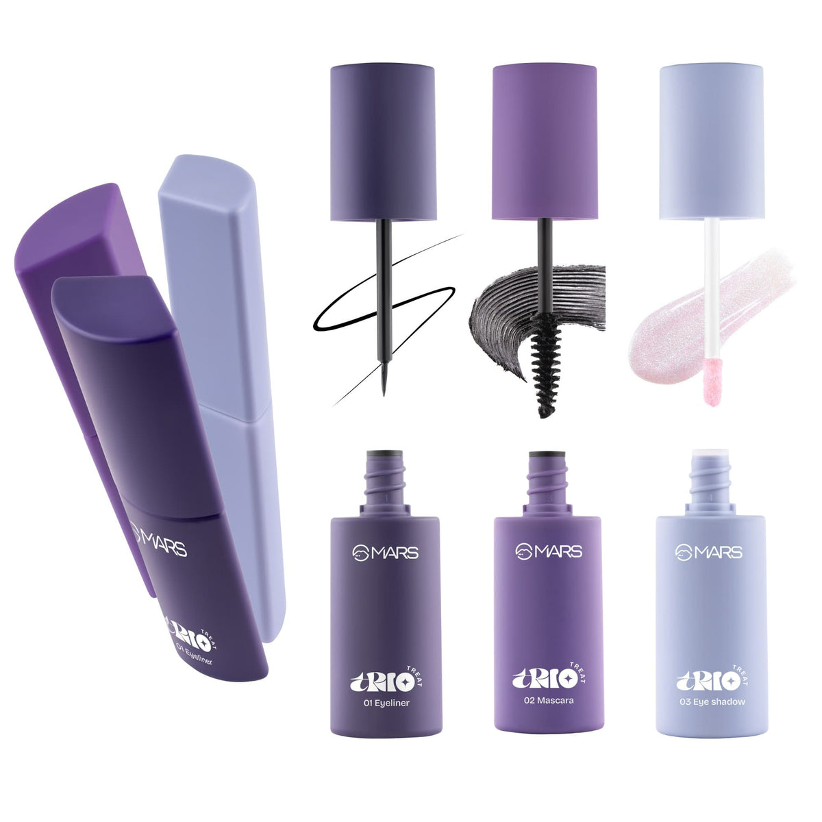MARS TRIO Treat 3-IN-1 Eye Makeup Kit with Eyeliner, Mascara & Eyeshadow (24.50gm) | Travel Friendly Design | Long-Lasting | 