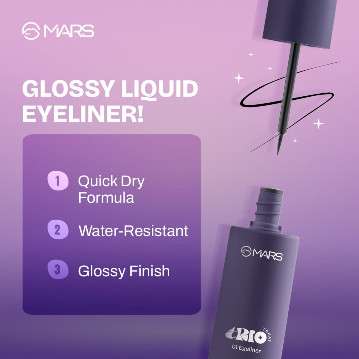 MARS TRIO Treat 3-IN-1 Eye Makeup Kit with Eyeliner, Mascara & Eyeshadow (24.50gm) | Travel Friendly Design | Long-Lasting | 