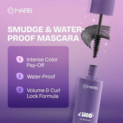 MARS TRIO Treat 3-IN-1 Eye Makeup Kit with Eyeliner, Mascara & Eyeshadow (24.50gm) | Travel Friendly Design | Long-Lasting | 