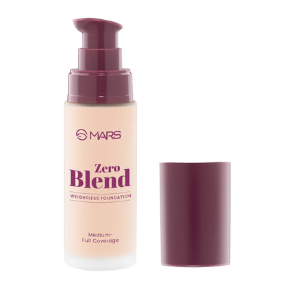 MARS Zero Blend Weightless Foundation for Makeup ( 30ml ) (01-WHIPPED CREAM) | Lightweight & Long-Lasting | Matte Finish | Bu