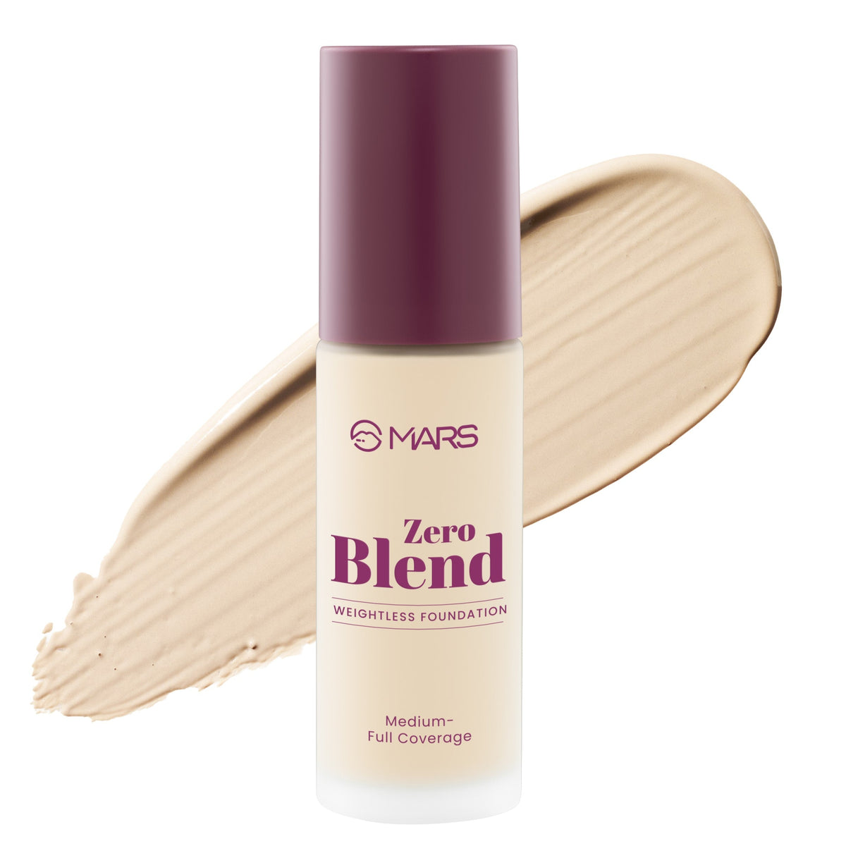 MARS Zero Blend Weightless Foundation for Makeup ( 30ml ) (02-SHELL COCONUT) | Lightweight & Long-Lasting | Matte Finish | Bu
