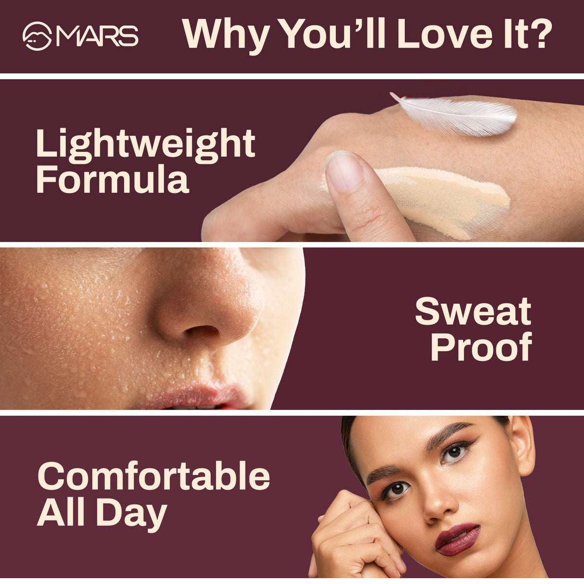 MARS Zero Blend Weightless Foundation for Makeup ( 30ml ) (02-SHELL COCONUT) | Lightweight & Long-Lasting | Matte Finish | Bu