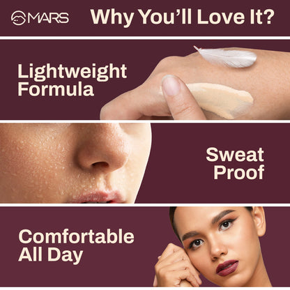MARS Zero Blend Weightless Foundation for Makeup ( 30ml ) (02-SHELL COCONUT) | Lightweight & Long-Lasting | Matte Finish | Bu