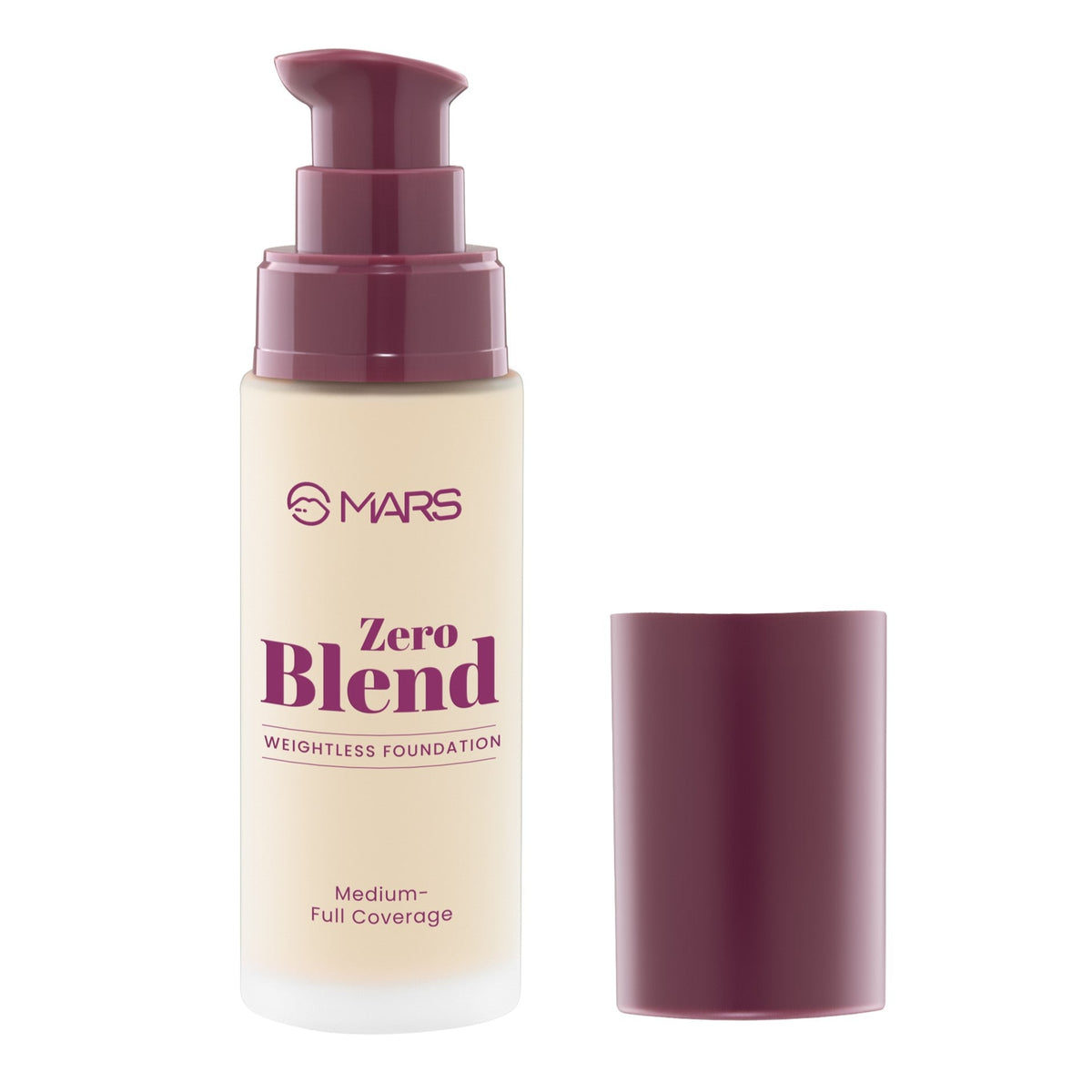 MARS Zero Blend Weightless Foundation for Makeup ( 30ml ) (02-SHELL COCONUT) | Lightweight & Long-Lasting | Matte Finish | Bu