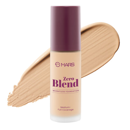 MARS Zero Blend Weightless Foundation for Makeup ( 30ml ) (06-HONEY GOLD) | Lightweight & Long-Lasting | Matte Finish | Build
