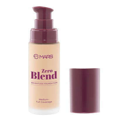 MARS Zero Blend Weightless Foundation for Makeup ( 30ml ) (07-CARAMEL GLOW) | Lightweight & Long-Lasting | Matte Finish | Bui