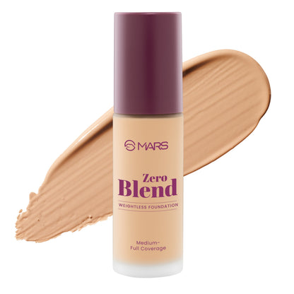 MARS Zero Blend Weightless Foundation for Makeup ( 30ml ) (08-HONEY HECTAR) | Lightweight & Long-Lasting | Matte Finish | Bui