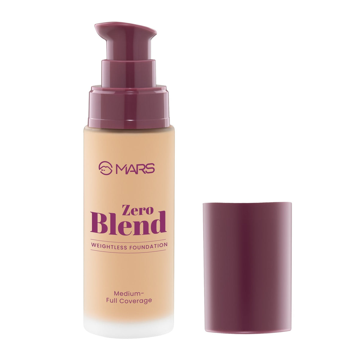 MARS Zero Blend Weightless Foundation for Makeup ( 30ml ) (08-HONEY HECTAR) | Lightweight & Long-Lasting | Matte Finish | Bui