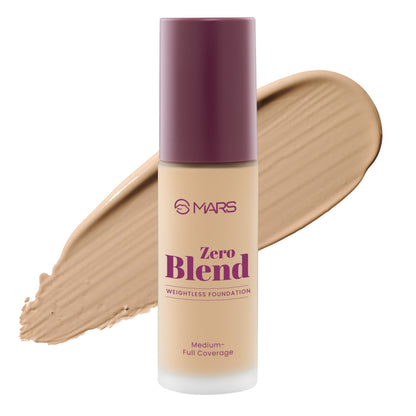 MARS Zero Blend Weightless Foundation for Makeup ( 30ml ) (09-AMBER MAPLE) | Lightweight & Long-Lasting | Matte Finish | Buil