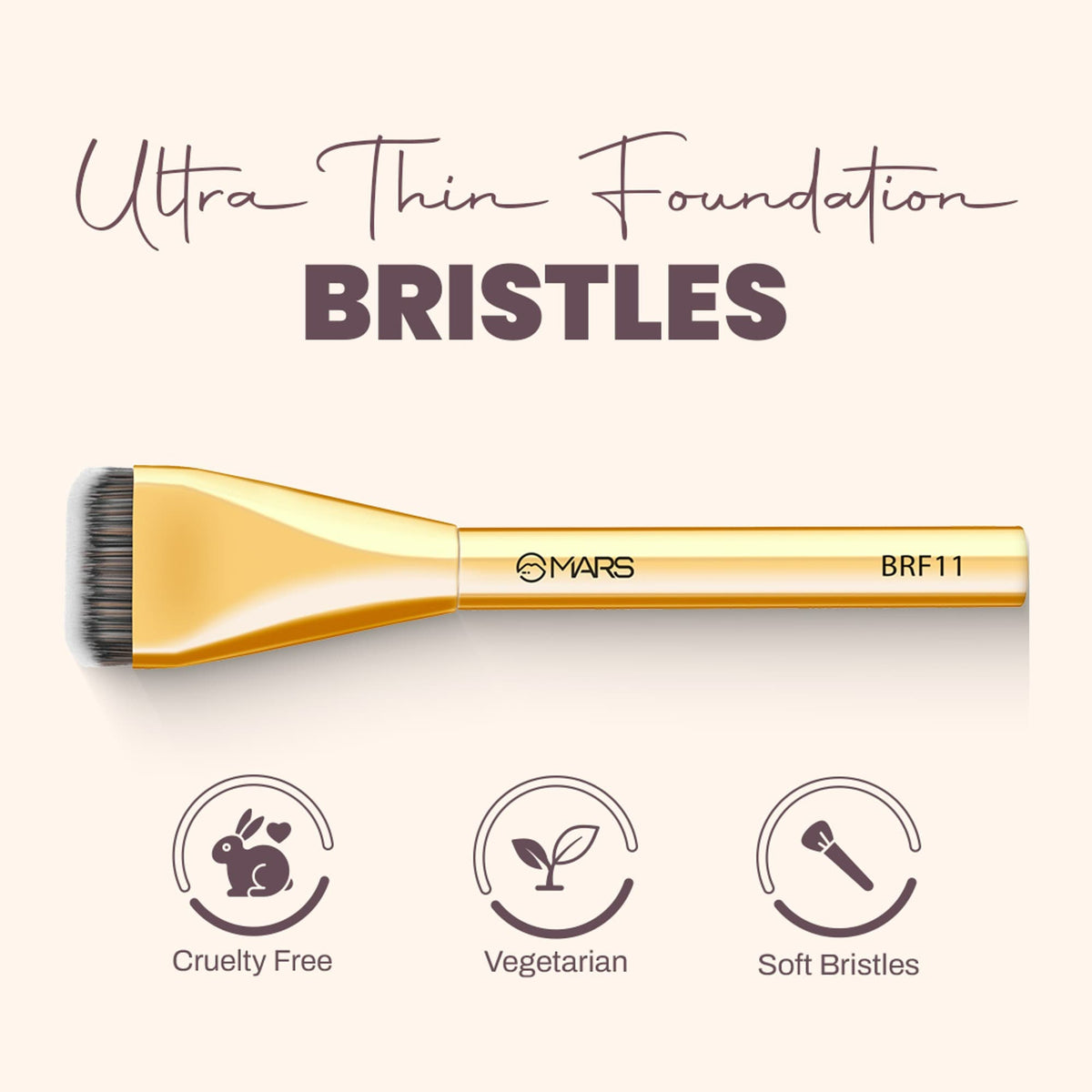 MARS Artist's Arsenal Ultra Thin Foundation Makeup Brush For Blending Liquid Foundation & Cream | Ultra Thin Bristles | Flawl