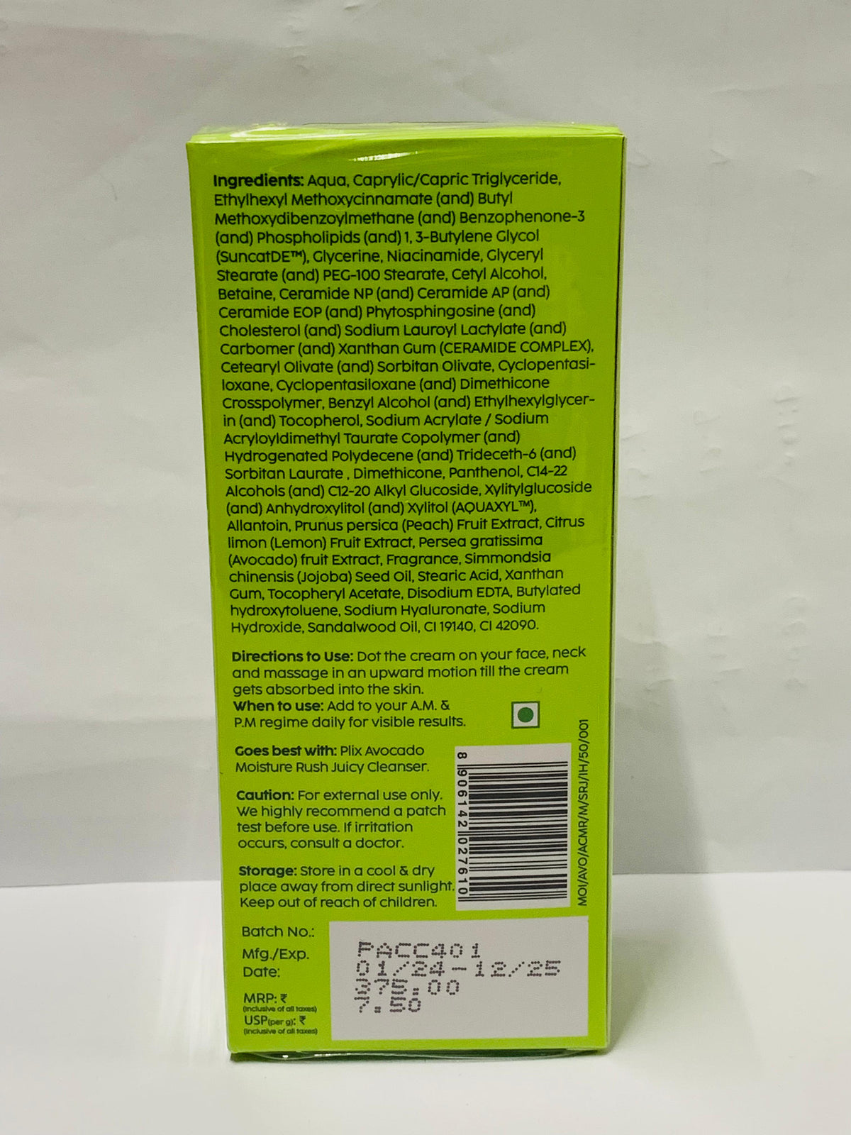 Plix-The Plant Fix Avocado Ceramide Moisture Rush Fatty Cream with Spf 20
