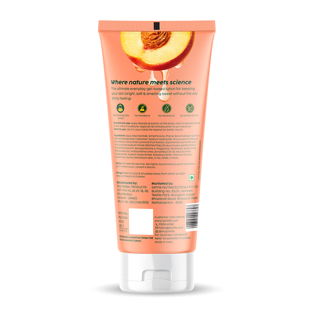 PLIX - The Plant Fix | Peaches & Lemon Detan Body Lotion SPF15 For Tan Reduction, Bright & Hydrated Skin | Non-Sticky, Improv