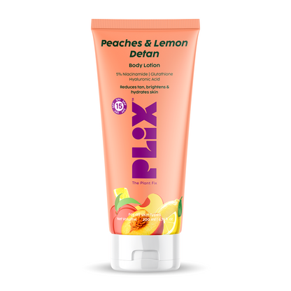 PLIX - The Plant Fix | Peaches & Lemon Detan Body Lotion SPF15 For Tan Reduction, Bright & Hydrated Skin | Non-Sticky, Improv