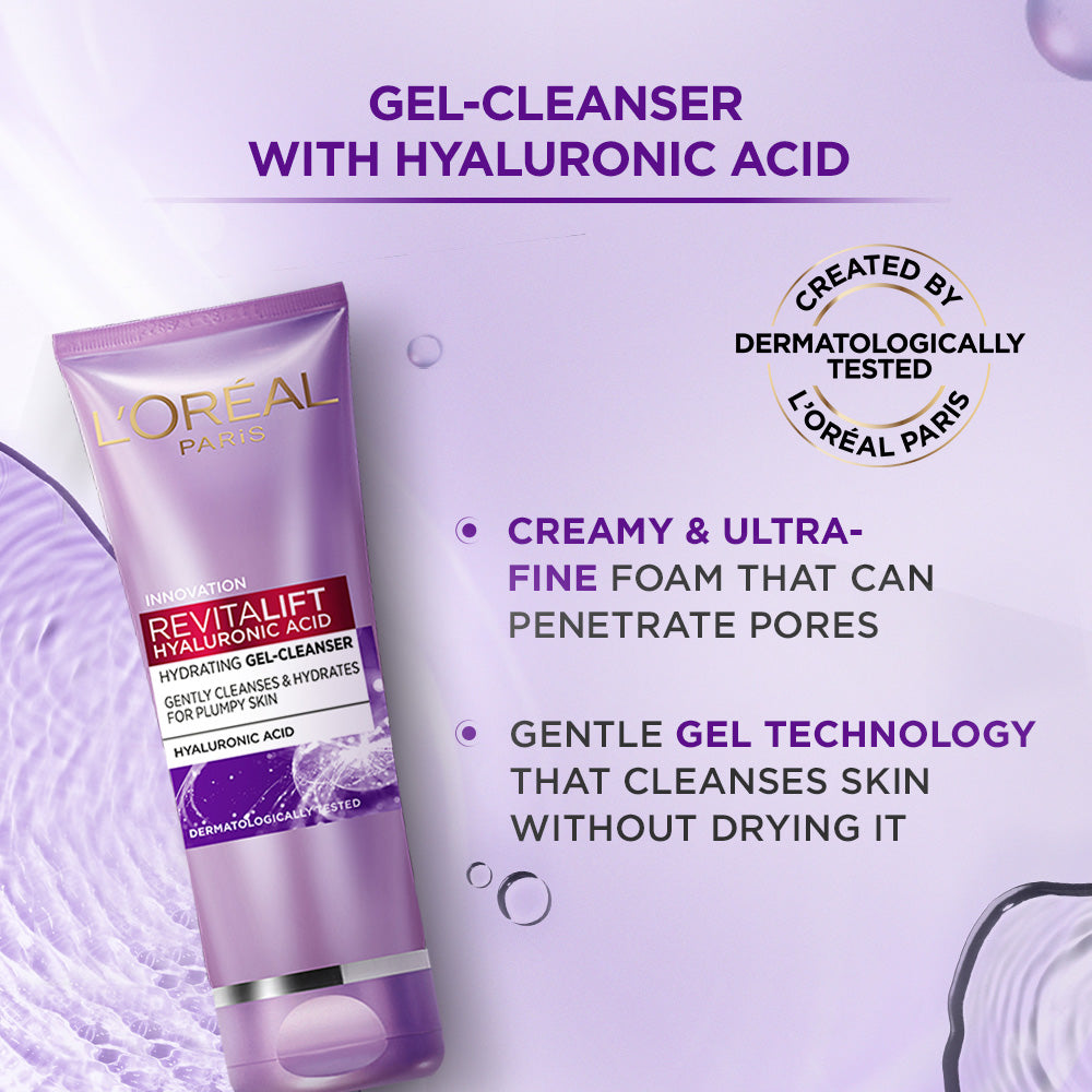 L'Oreal Paris Revitalift Hyaluronic Acid Hydrating Gel Cleanser, 100 ml