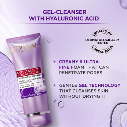 L'Oreal Paris Revitalift Hyaluronic Acid Hydrating Gel Cleanser, 100 ml