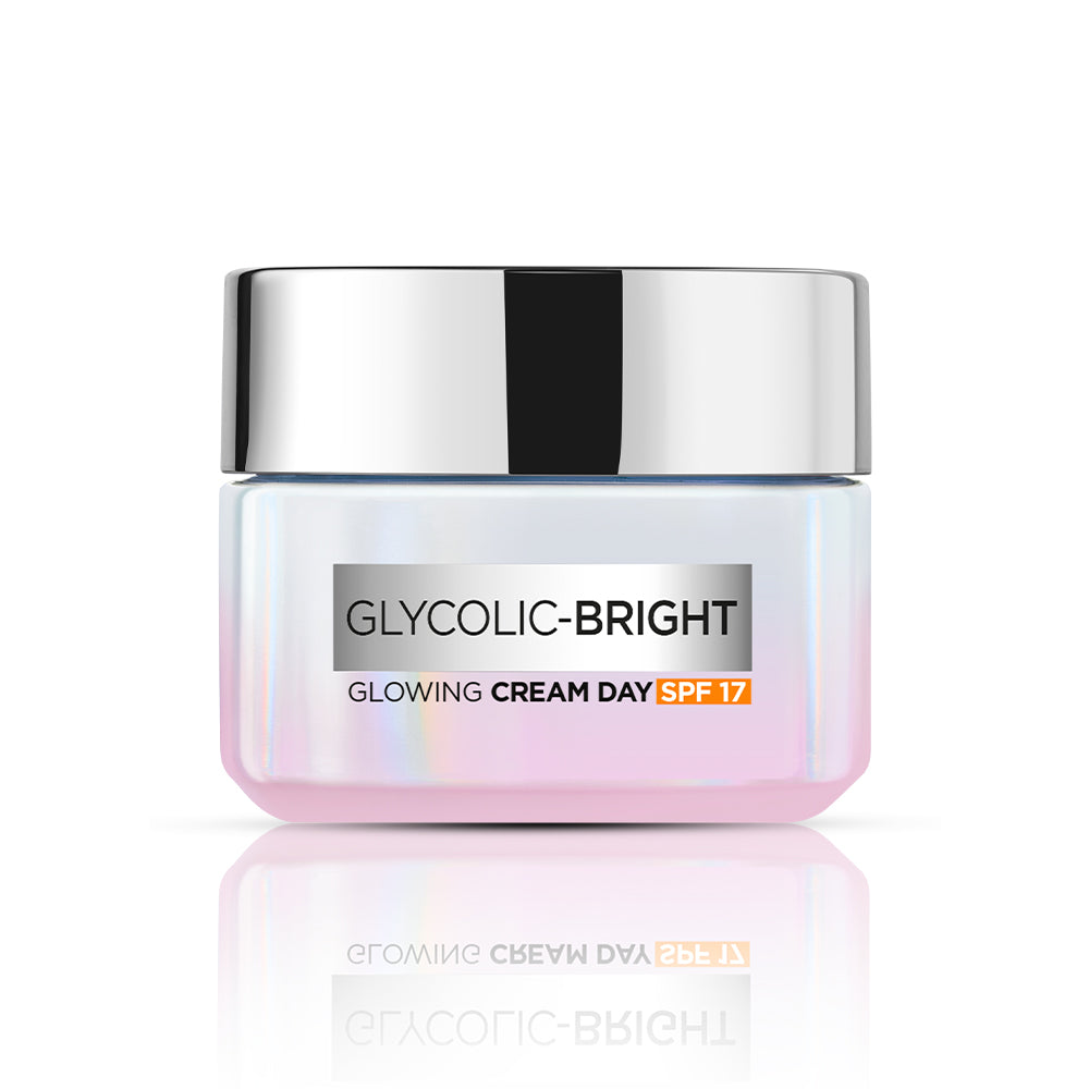 L'Oreal Paris Glycolic Bright Day Cream with SPF 17, 50ml |Skin Brightening Cream with Glycolic Acid for Dark Spot Reduction 