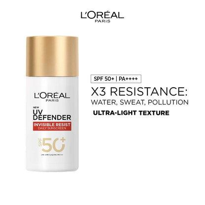 Lâ€™Oreal Paris Uv Defender Invisible Resist Daily Sunscreen SPF50+ PA++++ Lightweight, 50 ml