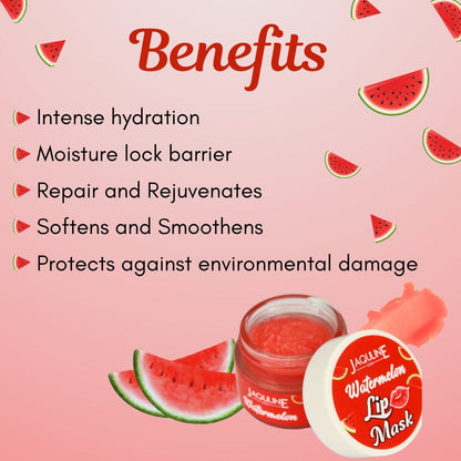 Jaquline USA Watermelon Lip Mask |Provides Intense Hydration |Softens & Smoothens Lips |Locks Moisture|15g