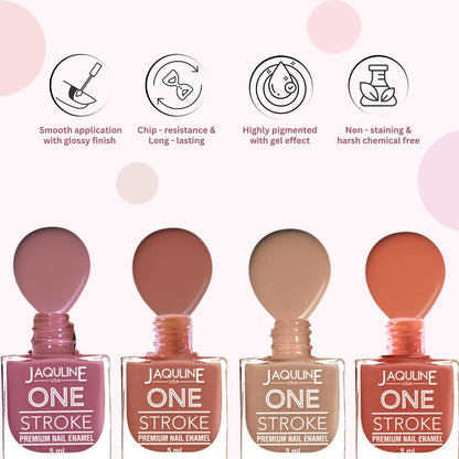 Jaquline USA Color Crush Matte Finish Nail Paint Set Of 4, Long Lasting, Chip Resistant, Highly Pigmented, Quick Dry & Cruelt