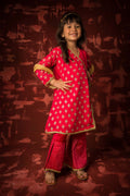 Komal's KDD-01300 | Shocking Pink | Formal 3 Piece Suit | Polyester Crinkle