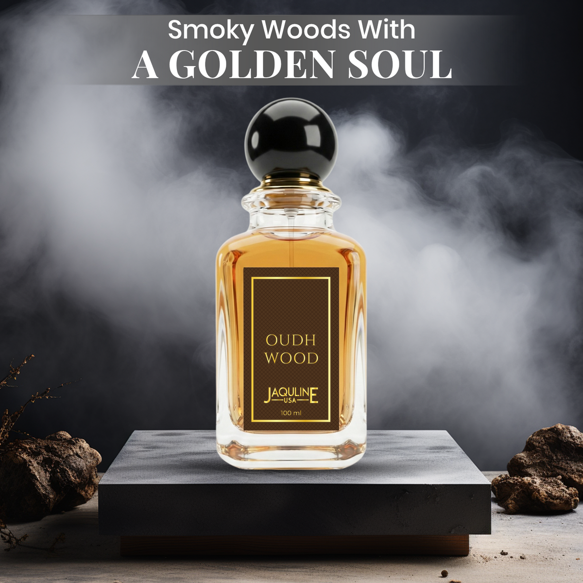 Jaquline USA Oudh Wood Eau De Parfum with Amber & Vanilla, 100 ml