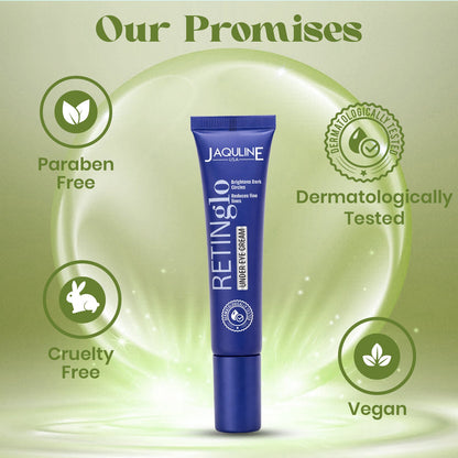 Jaquline USA Retin glo Under Eye Cream with Retinol & Vitamin E Dark Circles Fine Lines (15 ml)