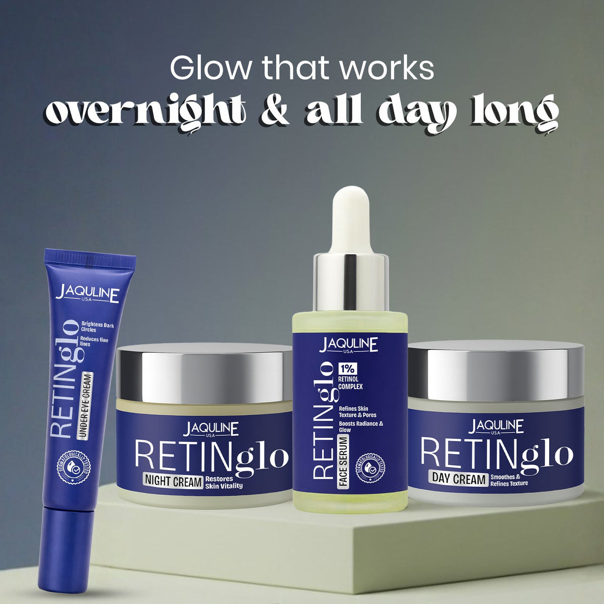 JAQULINE USA Retin glo Vitamin C Face Serum Brightening Hydrating Glow Reduces Pores (30 ml)