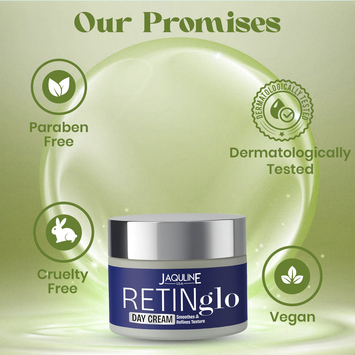 Jaquline USA Retin glo Day Cream Brightening Moisturizer with Glycolic Acid & Vitamin E (50 g)