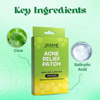 JAQULINE USA Acne Relief Patches with Cica | Hydrocolloid Pimple Patches | Soothing Spot Treatment | Absorbs Acne Secretion |