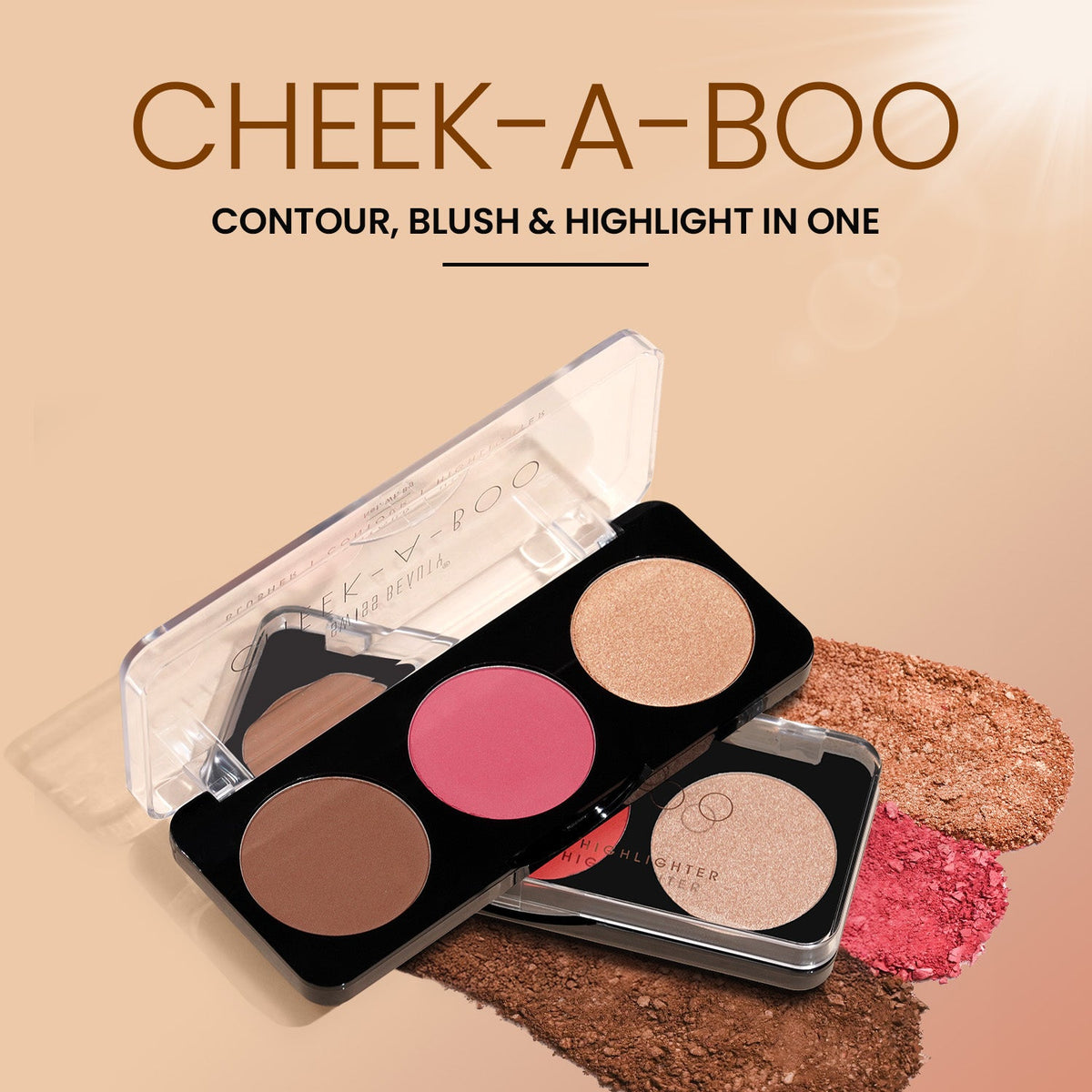 Cheek-A-Boo 3-in-1 Face Palette with Blusher , Contour and Highlighter