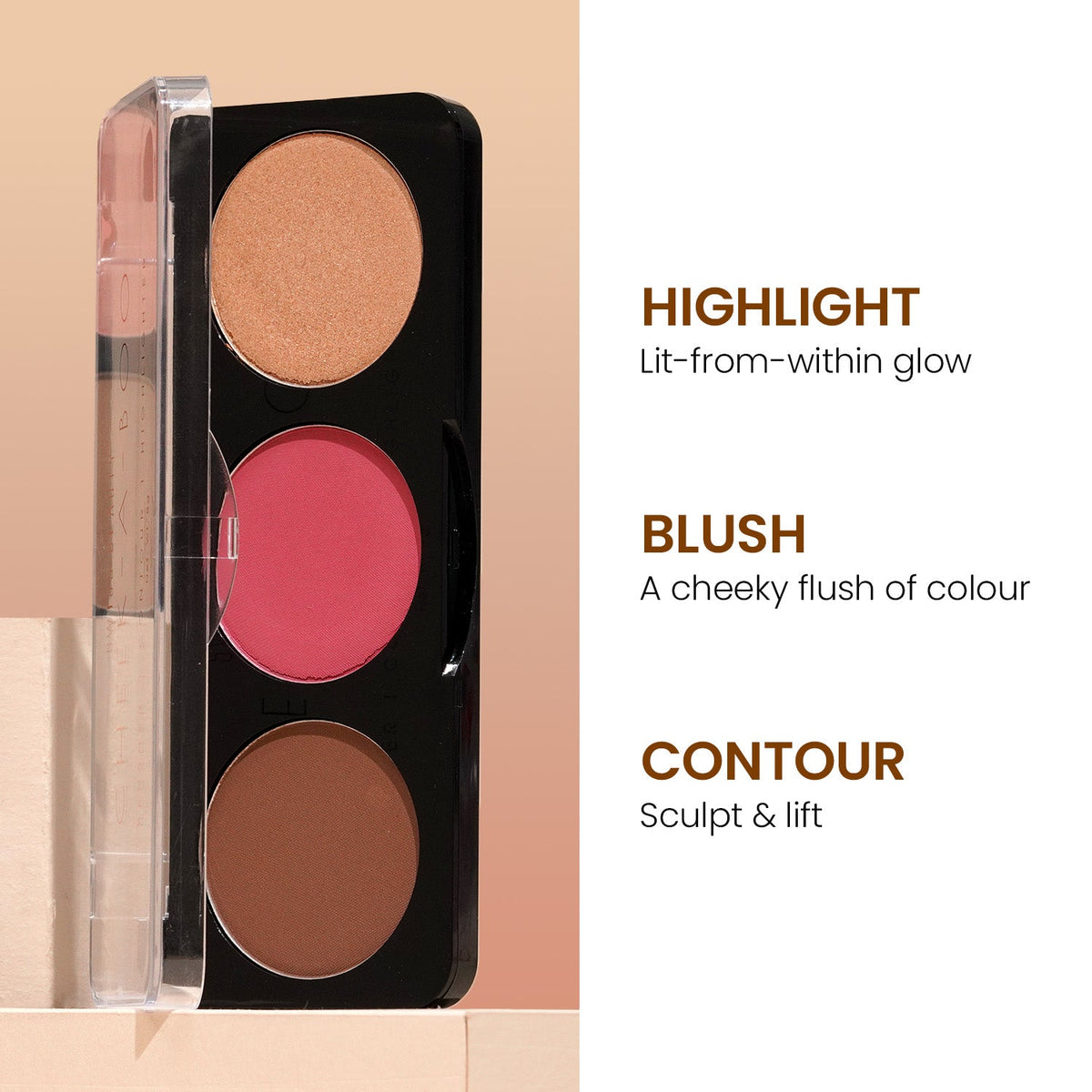 Cheek-A-Boo 3-in-1 Face Palette with Blusher , Contour and Highlighter