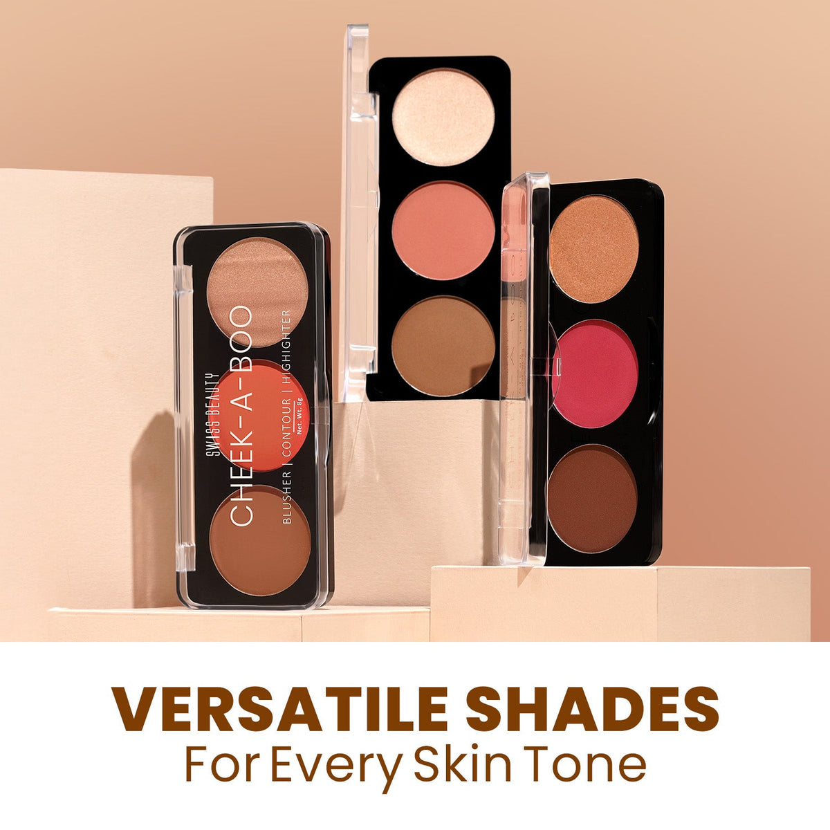 Cheek-A-Boo 3-in-1 Face Palette with Blusher , Contour and Highlighter