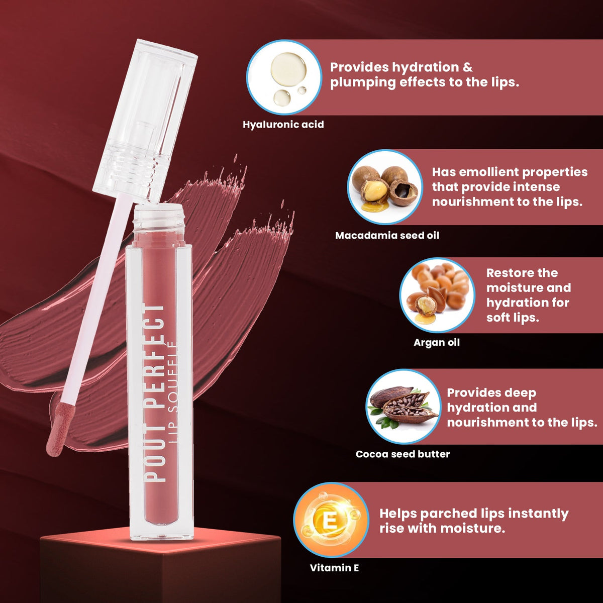 Jaquline USA Pout Perfect Lip Souffle, long lasting Liquid Lipstick, Matte Finish & Smooth Texture, Transfer Proof & Enriched