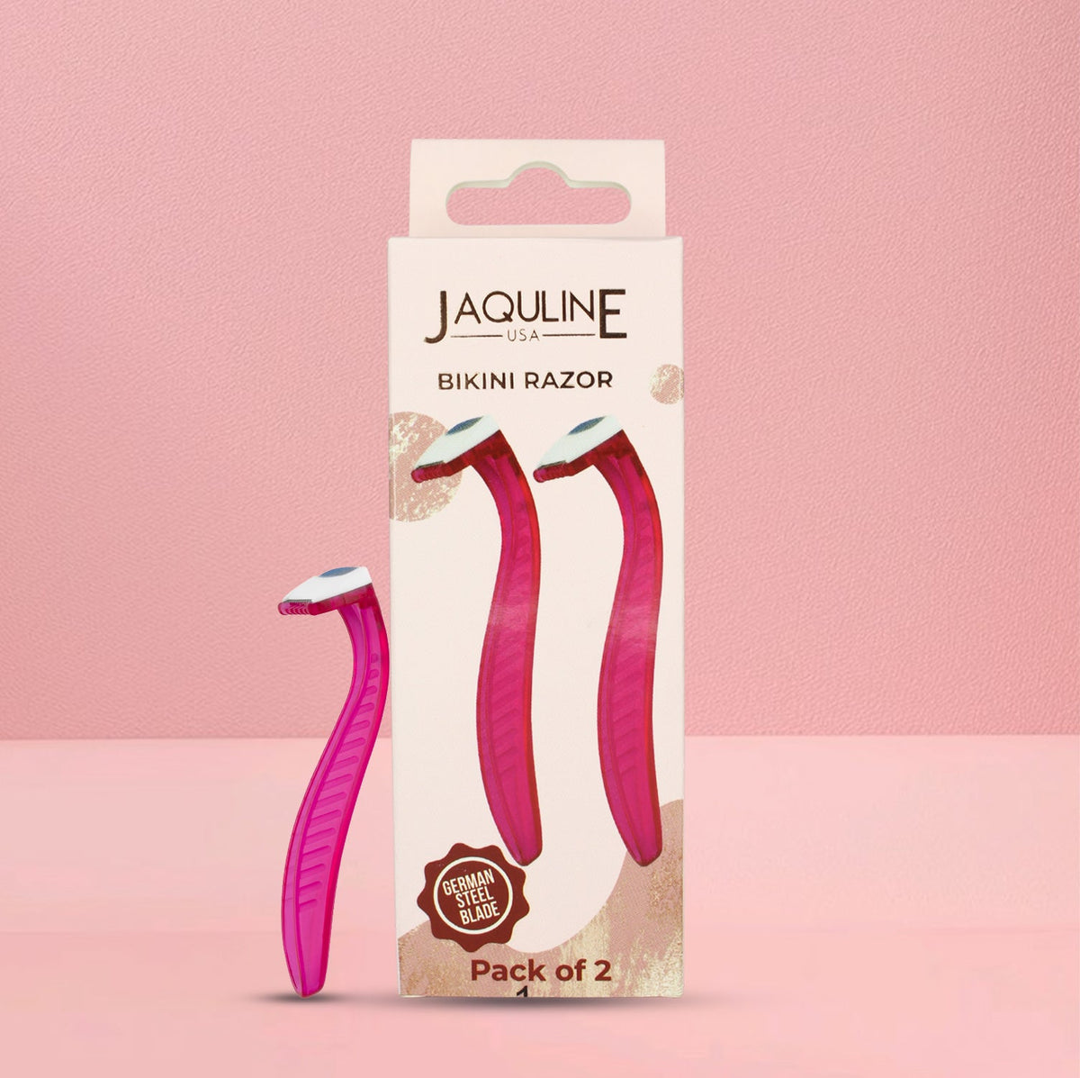 JAQULINE USA Bikini Razor for Women, Safe Intimate Hair Trimmer with Comb, Pack of 2