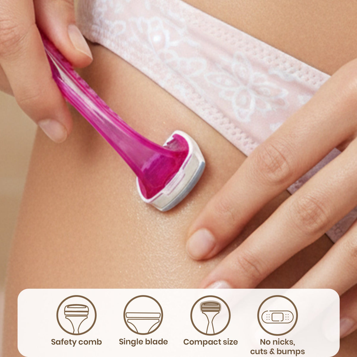 JAQULINE USA Bikini Razor for Women, Safe Intimate Hair Trimmer with Comb, Pack of 2