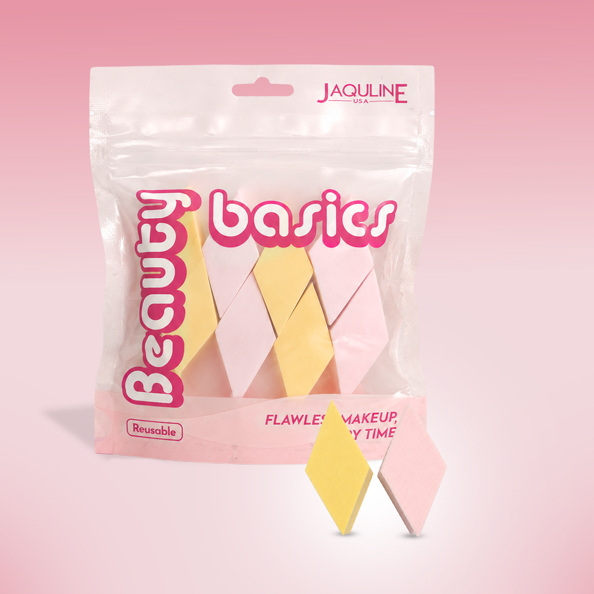 JAQULINE USA Makeup Sponge Rhombus Shape Foundation Blender Set Soft Latex Free Multi Use Beauty Sponges for Liquid Cream Pow