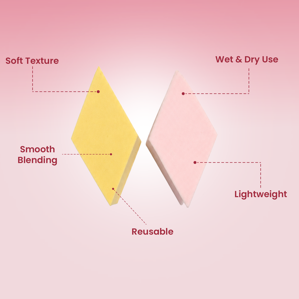JAQULINE USA Makeup Sponge Rhombus Shape Foundation Blender Set Soft Latex Free Multi Use Beauty Sponges for Liquid Cream Pow