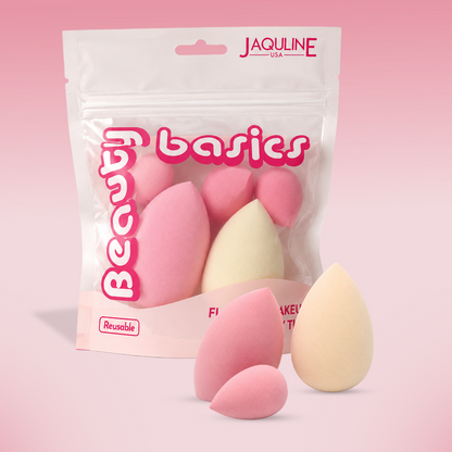 JAQULINE USA Makeup Blender Sponge Set Mixed Shapes Foundation Concealer Blending Soft Latex Free Beauty Sponges Flawless Air