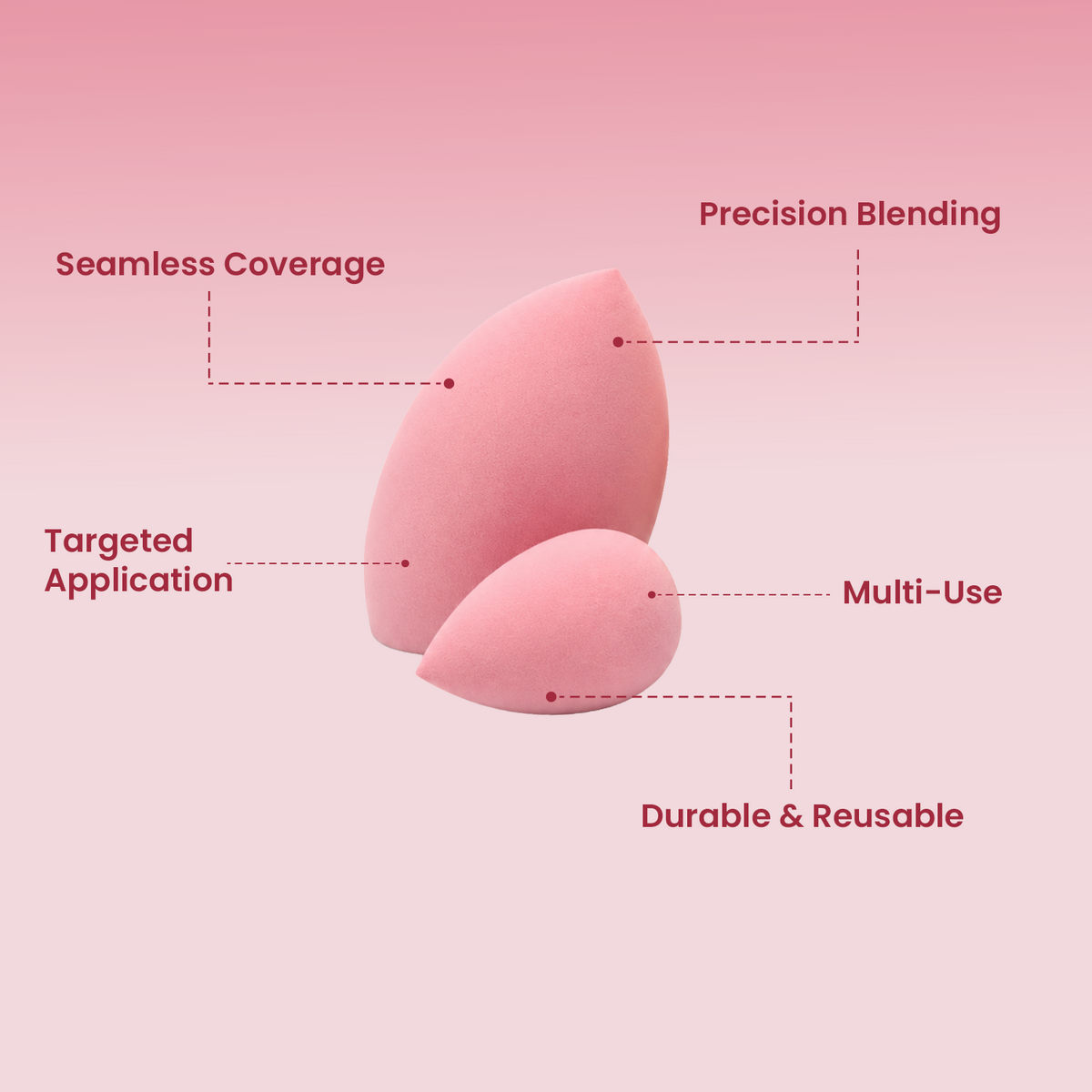 JAQULINE USA Makeup Blender Sponge Set Mixed Shapes Foundation Concealer Blending Soft Latex Free Beauty Sponges Flawless Air