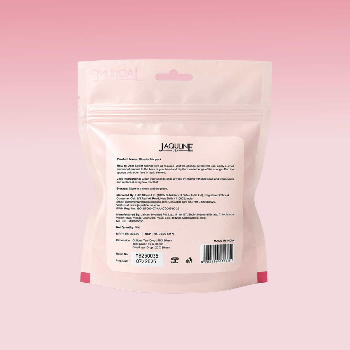 JAQULINE USA Makeup Blender Sponge Set Mixed Shapes Foundation Concealer Blending Soft Latex Free Beauty Sponges Flawless Air